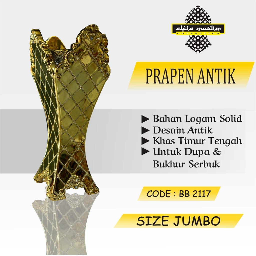 Prapen Mabhara Antik/Prapen Emas/Tempat Buhur Jumbo Antik Elegant/Tempat pembakaran bukhur / INCENSE BURNER