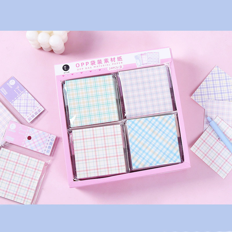 Notes Mini Motif Kotak Plaid / Memo Plaid Notes - Memopad Plaid Square Tanpa Lem