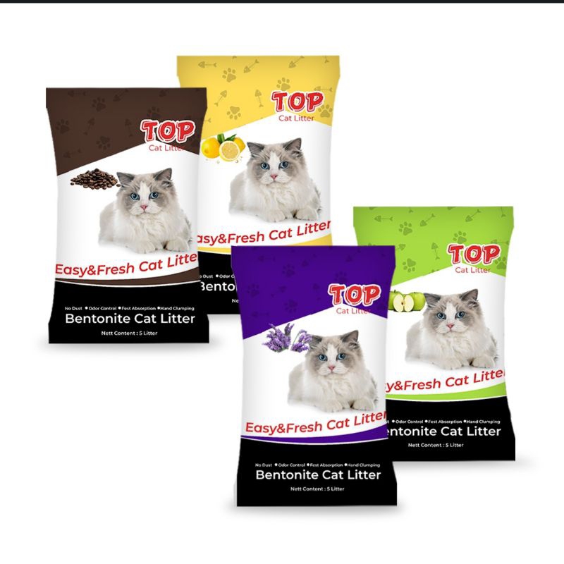 Pasir Kucing Wangi TOP 5Liter - Pasir Gumpal