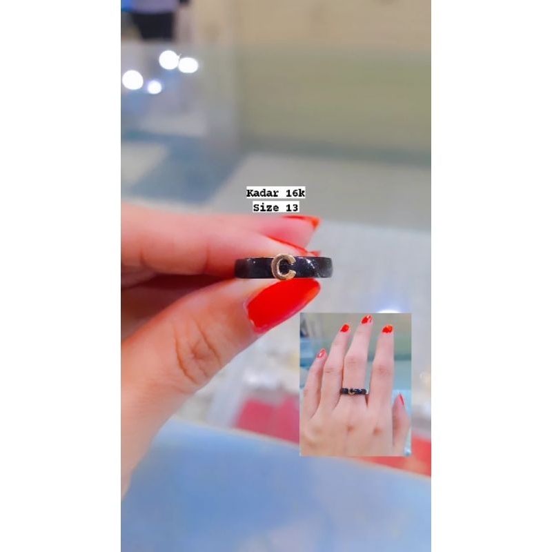 Cincin huruf variasi keramik