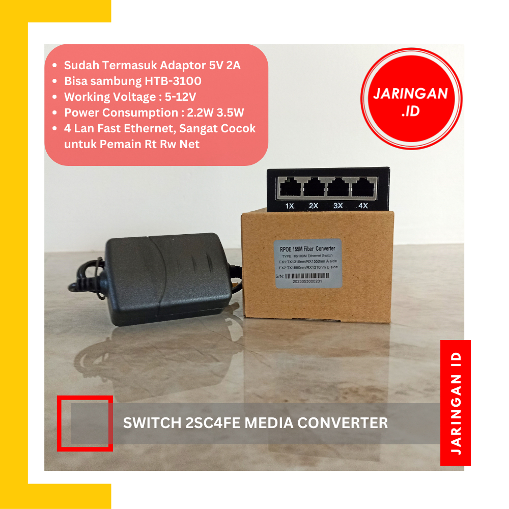 Media Converter 2SC 4FE Fiber Transceiver Switch