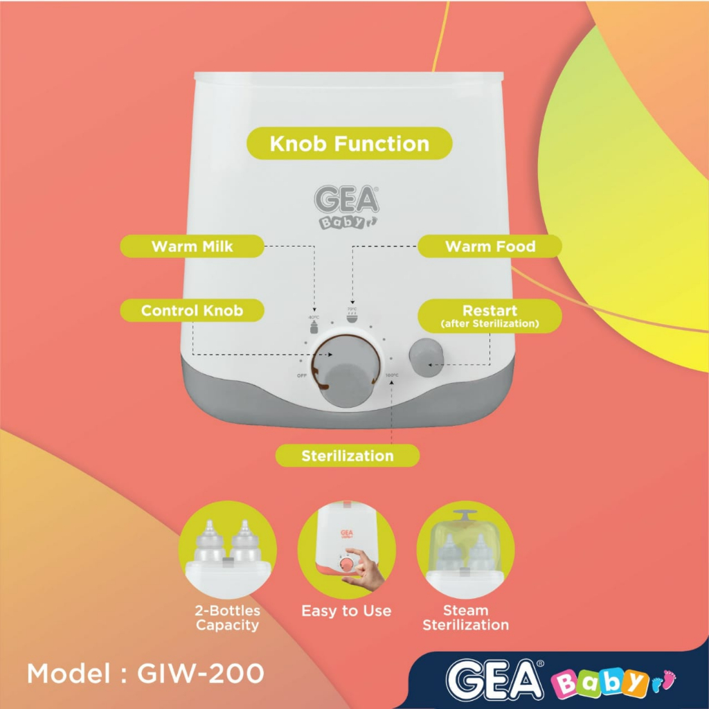 GEA Baby Instant Bottle Warmer &amp; Sterilizer GIW-200 / penghangat botol susu / pemanas susu / pemanas makanan / sterilisasi uap