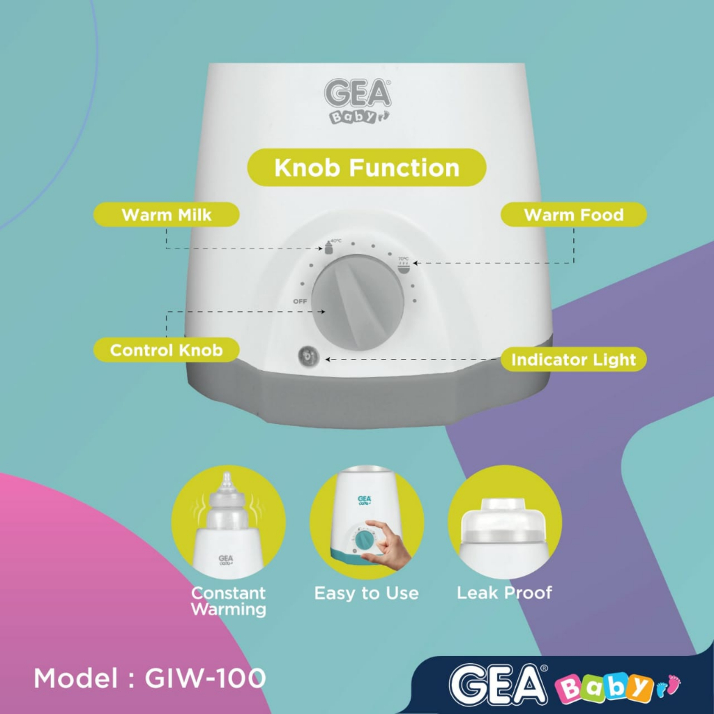 GEA Baby Instant Bottle Warmer GIW-100 / penghangat botol susu / pemanas susu / pemanas makanan / sterilisasi uap