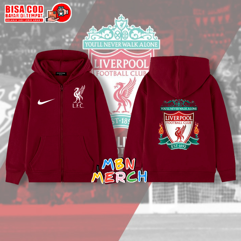 Hoodie Zipper anak Liverpool fc/jaket bola