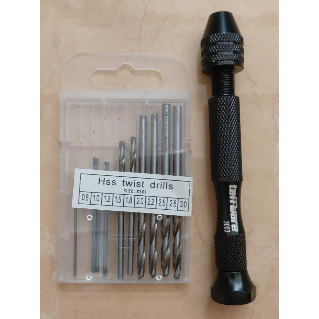 MATA BOR TANGAN MANUAL HSS TWIST DRILL + 10pcs MATA BOR 0,8mm - 3mm TWN