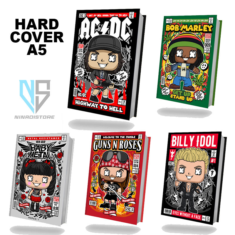 

Buku Ukuran a5 Pocket Book/Notebook Hardcover A5 isi polos dan garis Gambar cover BAND PART1
