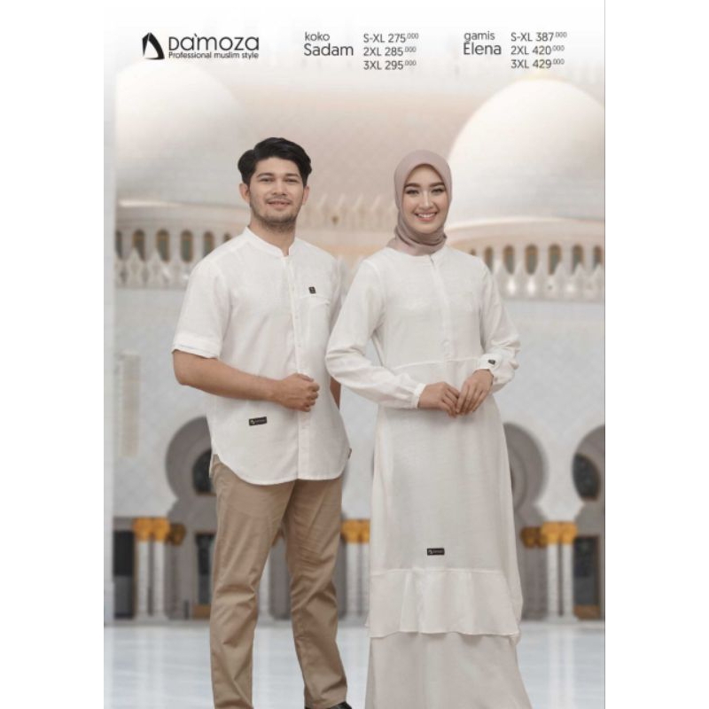 Couple Damoza Gamis Elena dan Koko Sadam White Putih