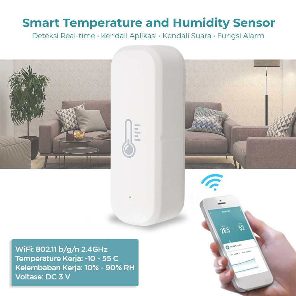 Zigbee Smart Temperature and Humidity Sensor Real Time WiFi - TY-03 - White