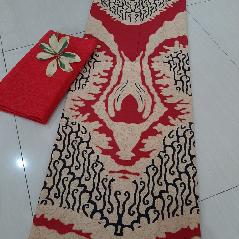 Kain Batik 2 Meter Bahan Katun Printing Motif Seno Krem Biru Hitam Merah