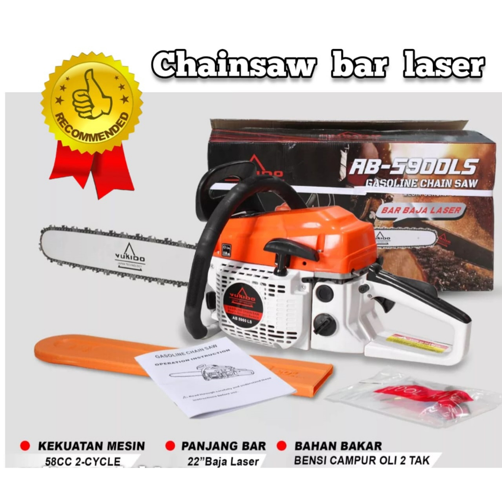 READY GERGAJI MESIN CHAINSAW BAR BAJA/LASER CHAINSAW 5900 2TAK BENSIN CHAINSAW MESIN POTONG KAYU 58CC MESIN Gergaji Potong Pohon Kayu Chain saw / Senso