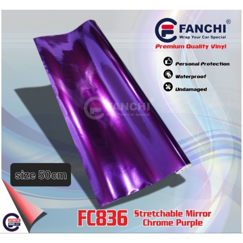 Sticker FANCHI FC836 Stretchable Mirror Chrome Purple Lebar 50cm Permeter