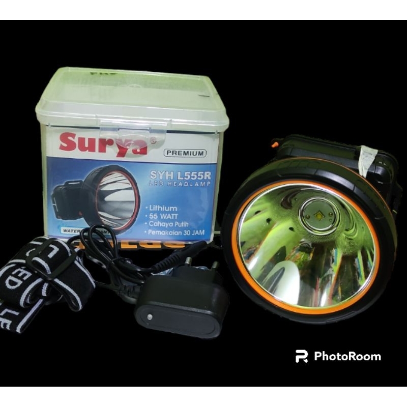 Senter cas kepala Surya L555R, 55WATT||Cahaya putih||lithium||water resister||Premium