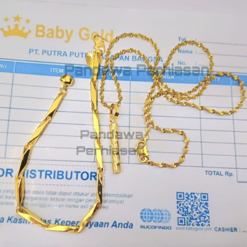 Aksesoris Perhiasan wanita anti karat tidak luntur satu set perhiasan wanita gelang kalung aksesoris