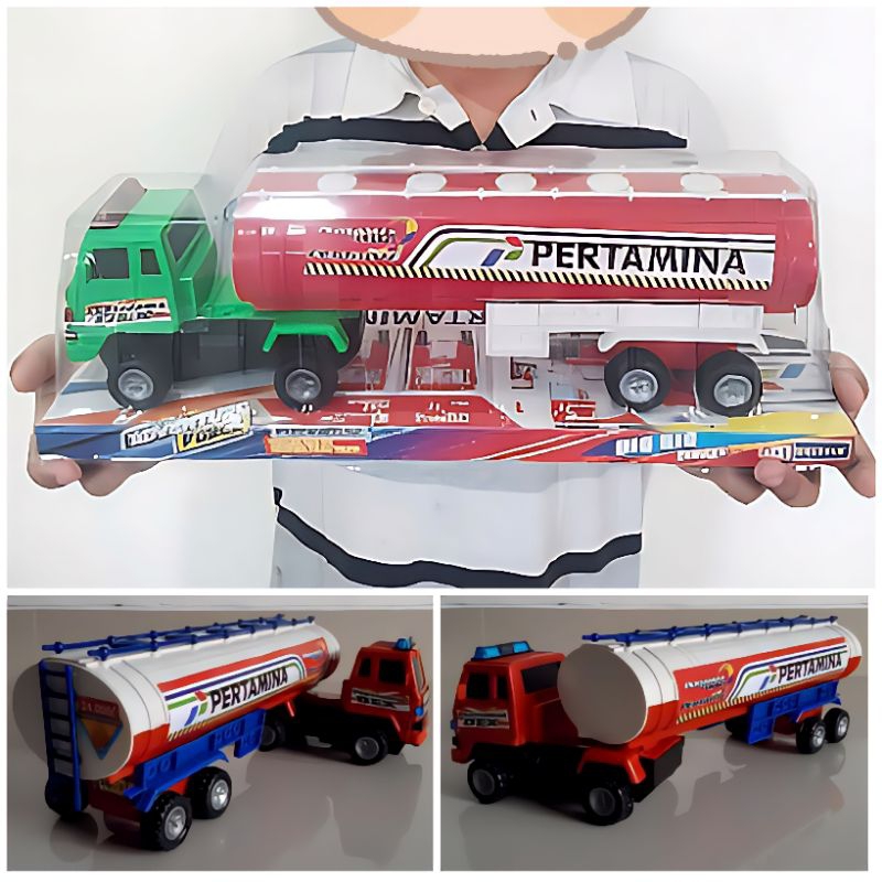 Mainan Truk Tangki BBM Pertamina Besar Panjang Murah Jalan Tanpa Baterai Mesin Friction Anak Laki Ed