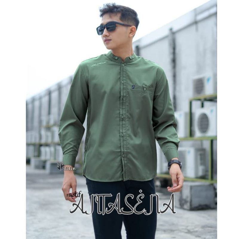 Baju Koko Lengan Panjang Elrumi Motif Polos Antasena