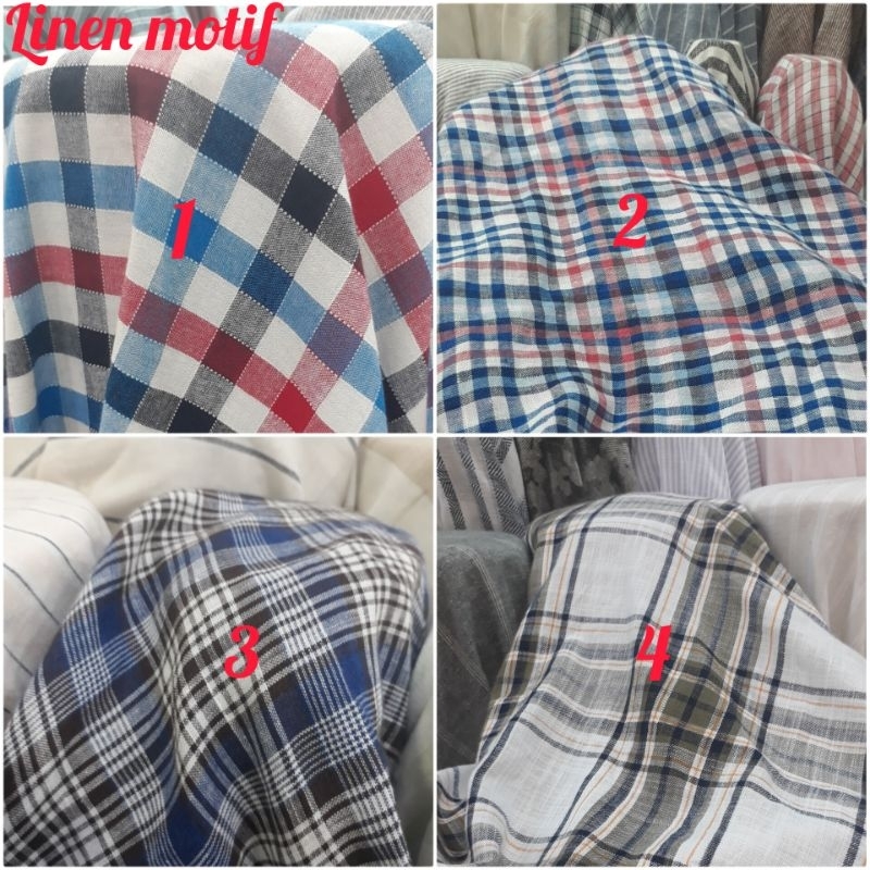 Kain katun linen salur/Bahan linen strip