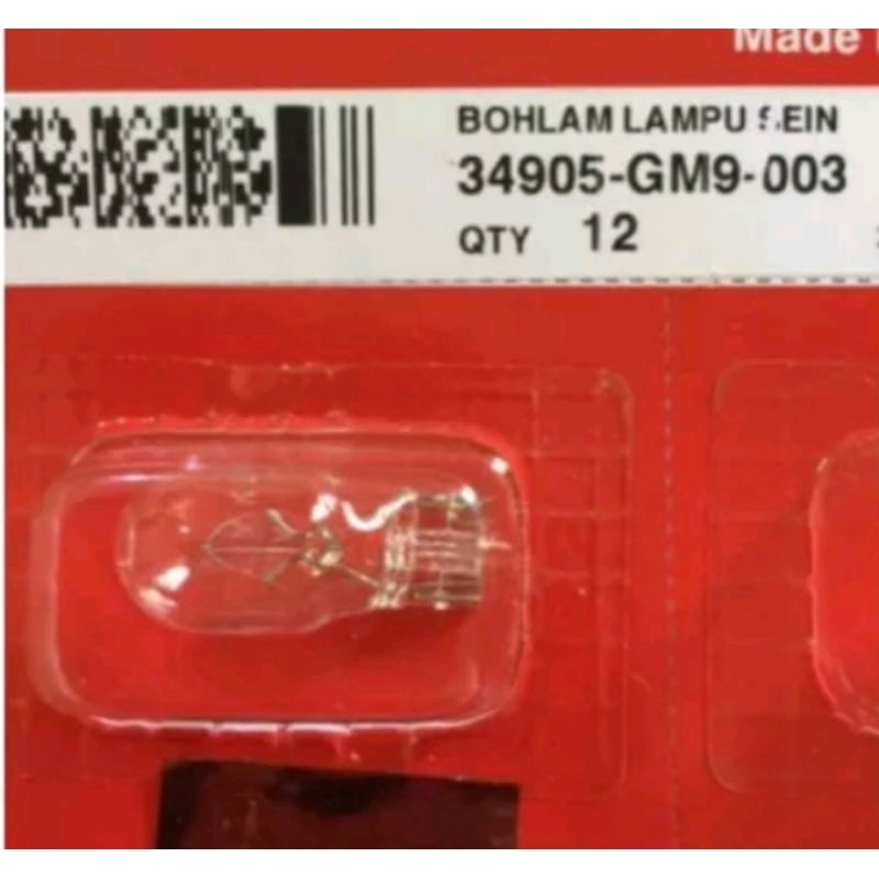 34905-GM9-003 Dop T1312V 10W Bohlam Tancap Lampu Sein Stop Bening Vario 110 125 150 Grand 34905GM900