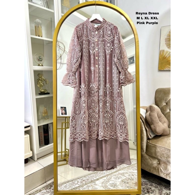 Dress Pesta Mewah / Gamis Tile Sapto Reyna Dress Payet Mutiara Terbaru / Gamis / Gamis Tile Sapto / 