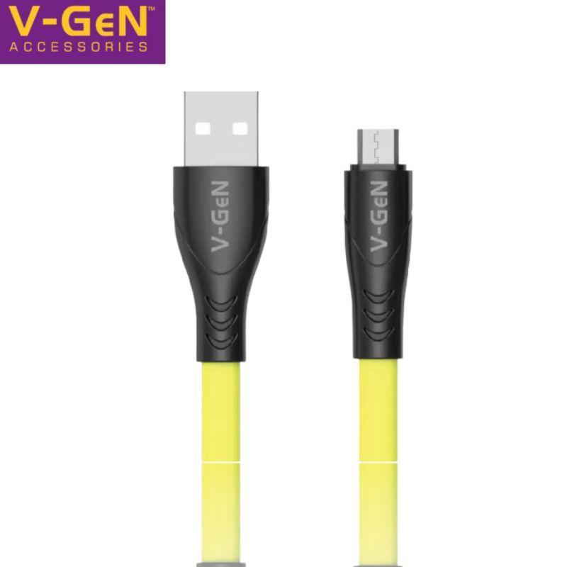 Kabel Data Micro Usb V-Gen VCB-22 3A Fast Charging Flat Kabel Data Original Vgen