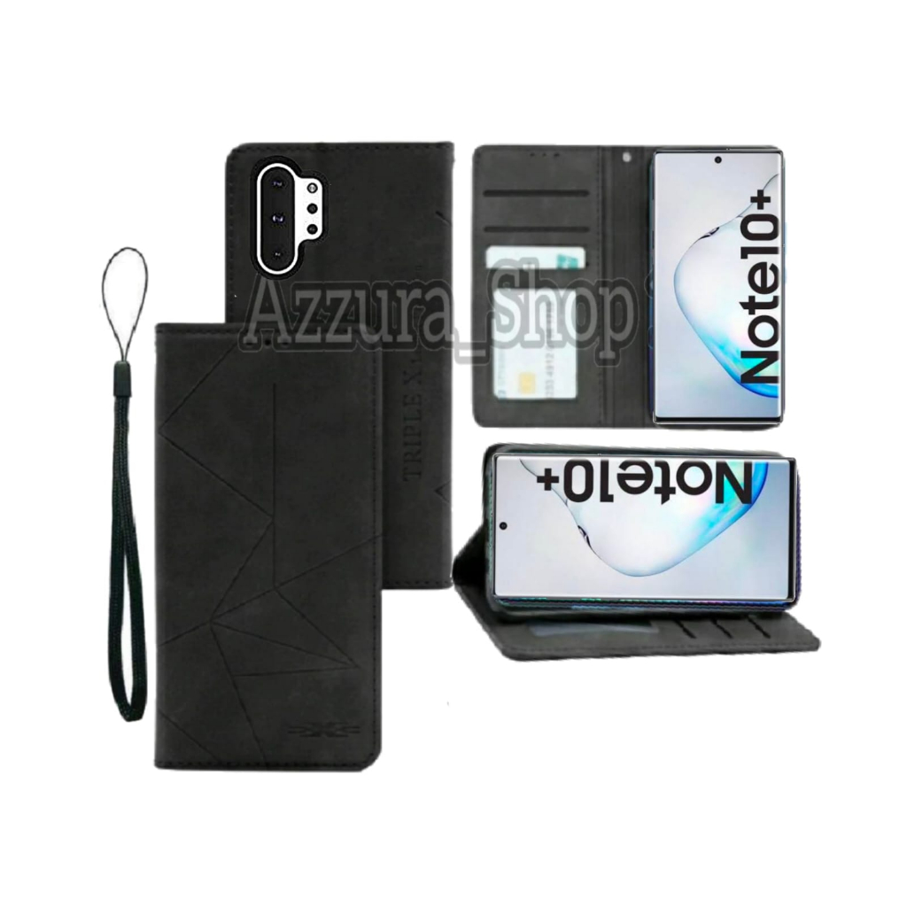 Case Flip Magnet Kulit For SAMSUNG GALAXI Note 10 PLUS Flip Cover Leather Premium Casing HP