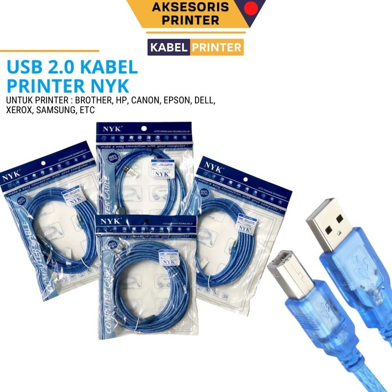 Kabel Printer USB 2.0 NYK Panjang 1.5m, 3m, 5m, 10m Murah