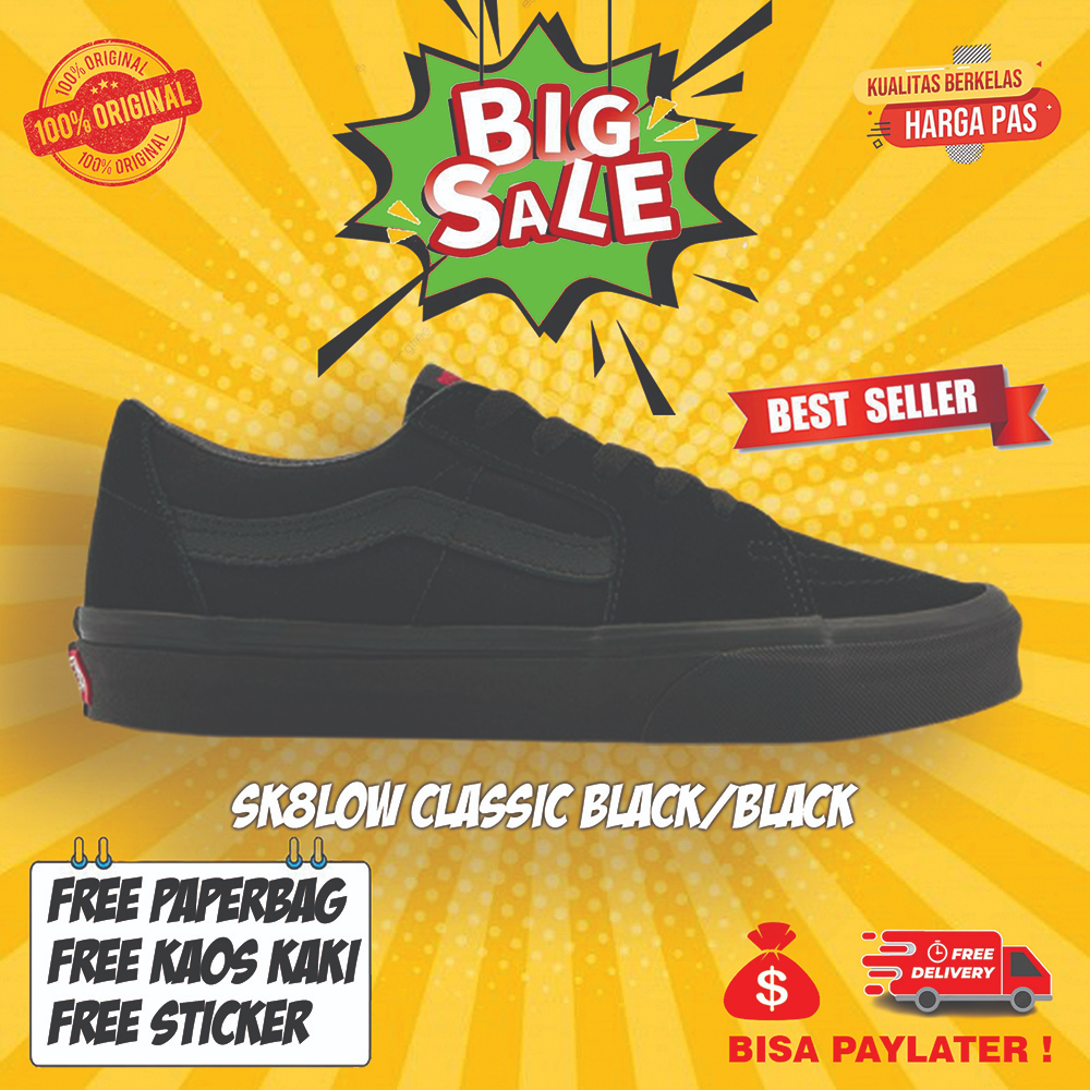 [SALE] VANS SK8LOW CLASSIC BLACK/BLACK BNIB | VANS SK8LOW | VANS | VANS ORIGINAL | VANS MURAH | SEPA