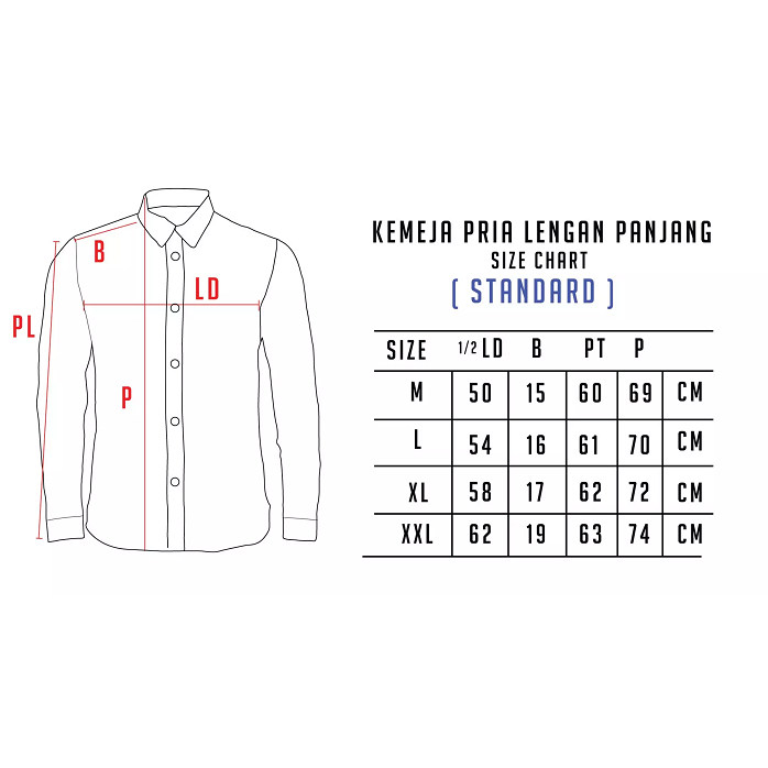 Baju Kemeja Pria Dewasa Lengan Panjang / Atasan Kemeja Polos / Hem Kerja