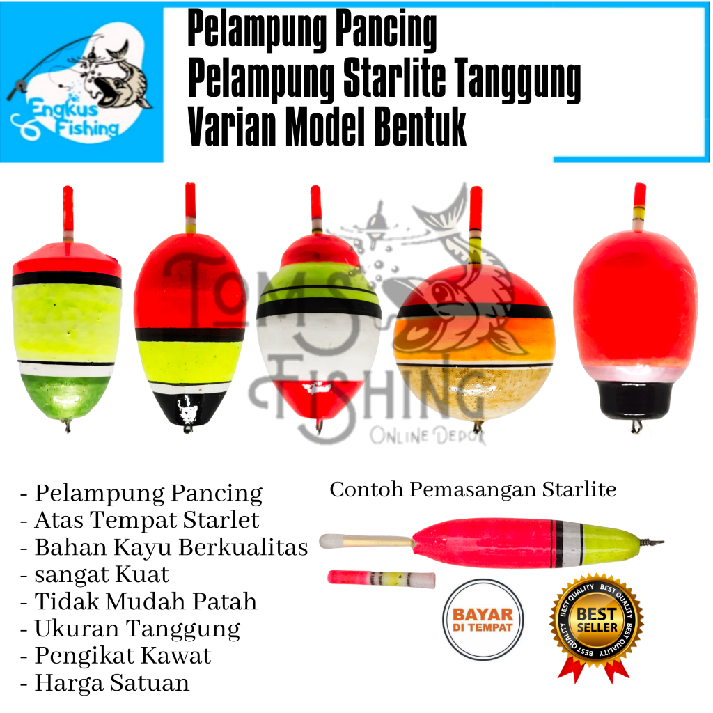 Pelampung Pumbul Pancing Starlite Kayu Tanggung Besar 4.5cm Varian model Murah - Engkus Fishing