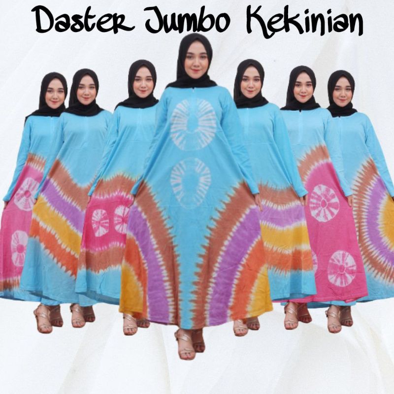 Daster Kaos Kekinian Jumbo Lengan Panjang Tiedye Pelangi Busui Resleting Depan Bumil Terbaru