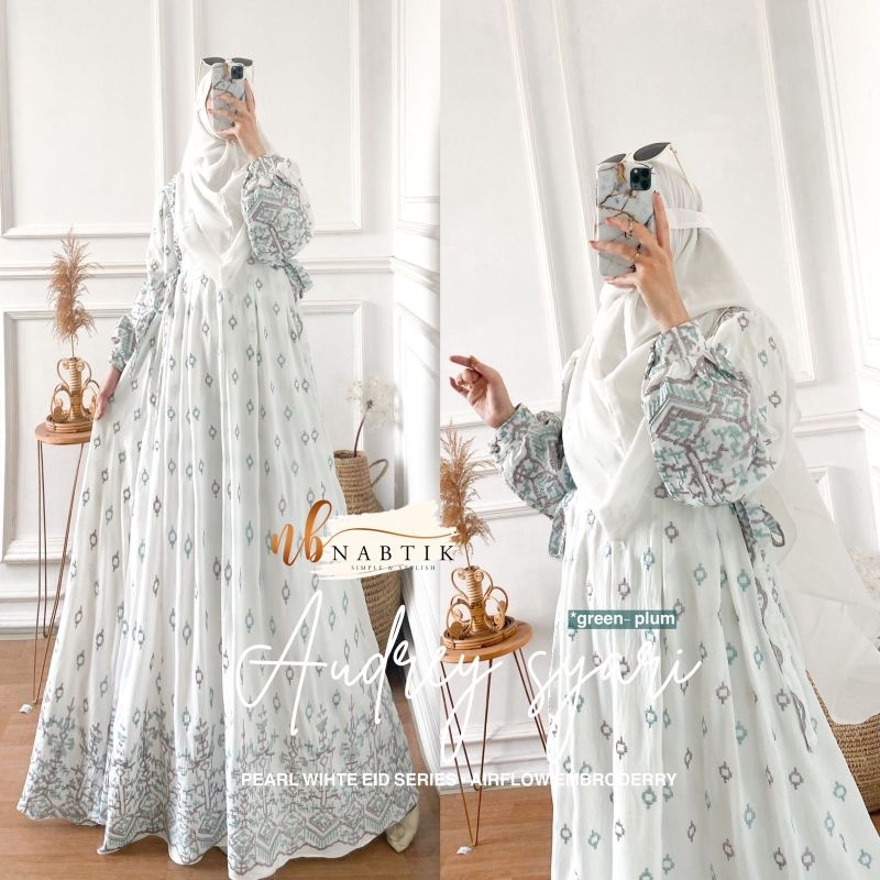 Audrey syari set baju muslim khimar eid seris by  nabtik