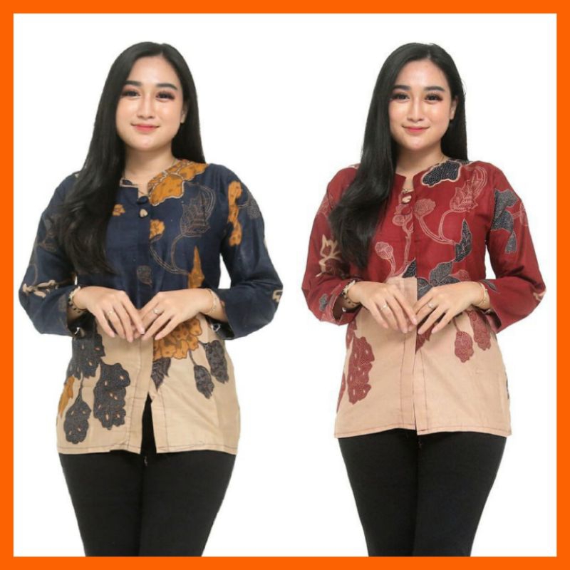 ATASAN BATIK WANITA MODERN BAJU BATIK KANTOR WANITA BATIK NEW BLUS SERAGAMAN