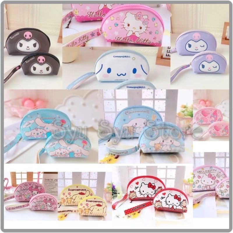 

Set Pouch Tempat Pensil Kosmetik Serbaguna Isi 2 Kuromi My Melody Cinnamoroll Hello Kitty Pompompurin