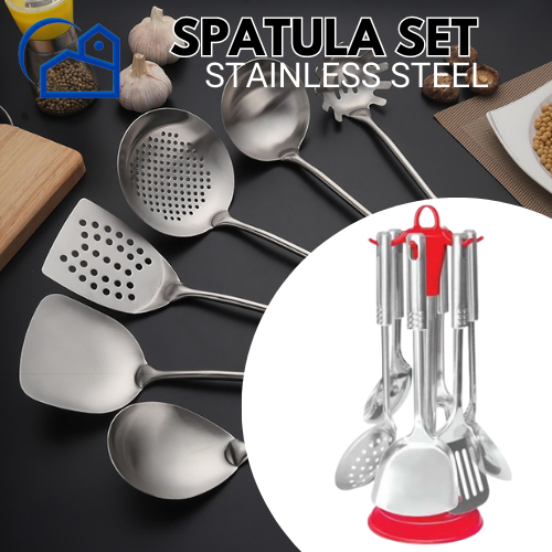 Spatula Set Stainless Steel / Sutil Masak Anti Karat Centong Kuah Sop Peniris Sayur Gorengan 4507