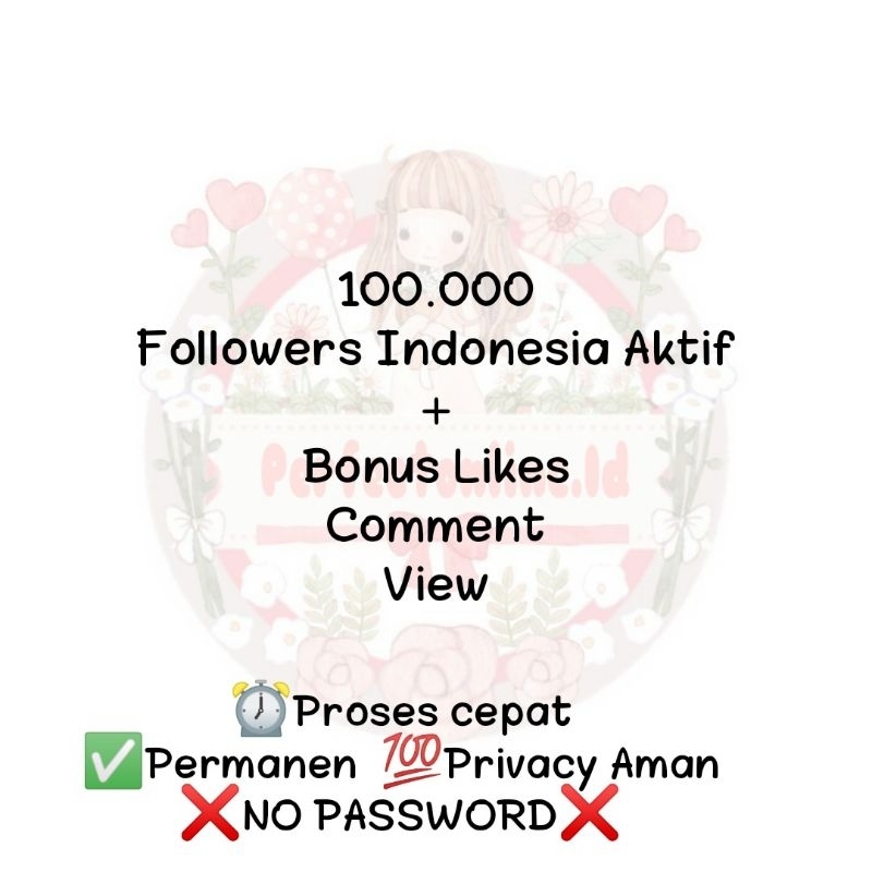 100K Followers instagram Indonesia Aktif Permanen  [NON DROP]