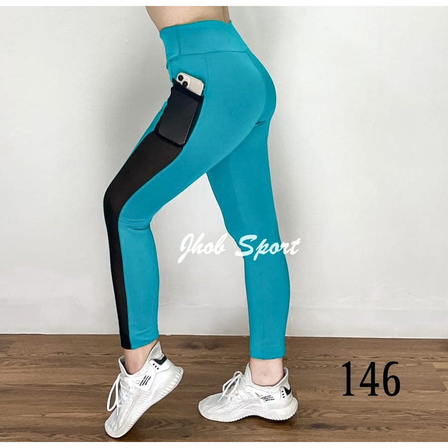 Legging Olahraga Wanita JUMBO/Legging Panjang Kolaborasi Pinggir Jaring/Celana Senam Wanita