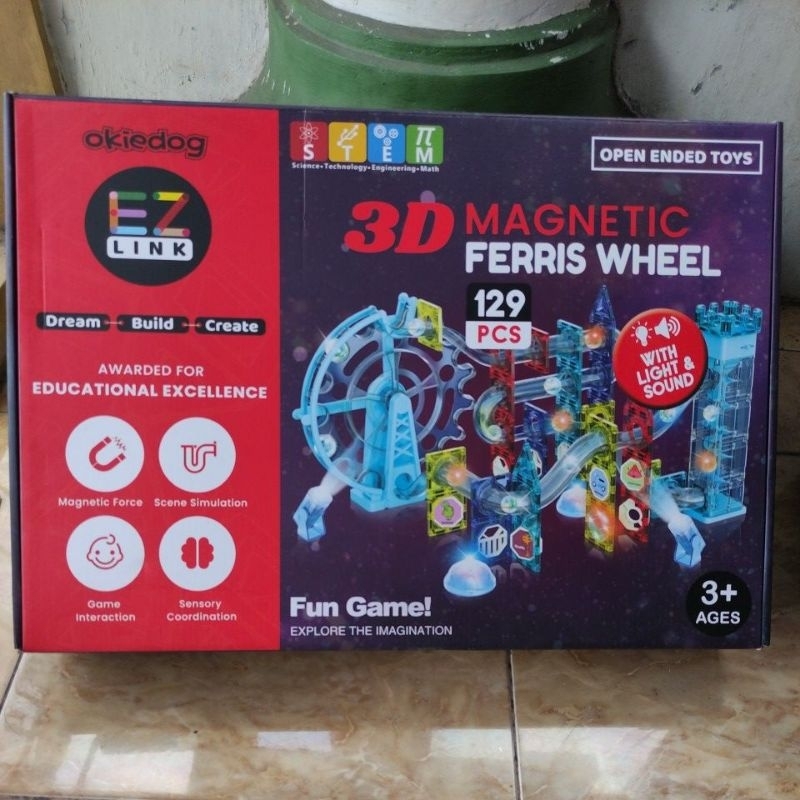 Okiedog EZLINK Magnetic Ferris Wheel 129 Pcs - Mainan Magnet Edukasi Anak ( STEM) Original