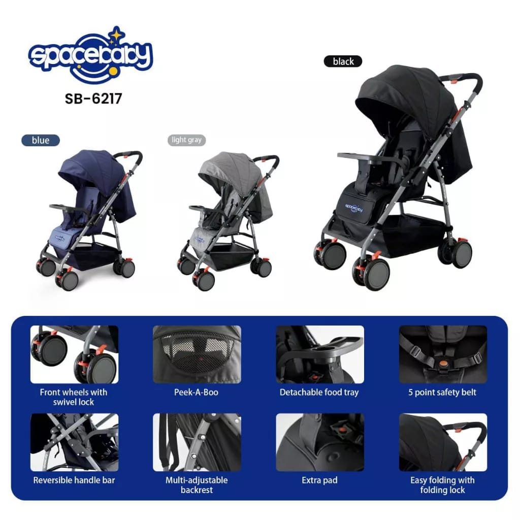 Spacebaby SB-6217 Stroller Reversible Stir / Kereta Dorong Anak