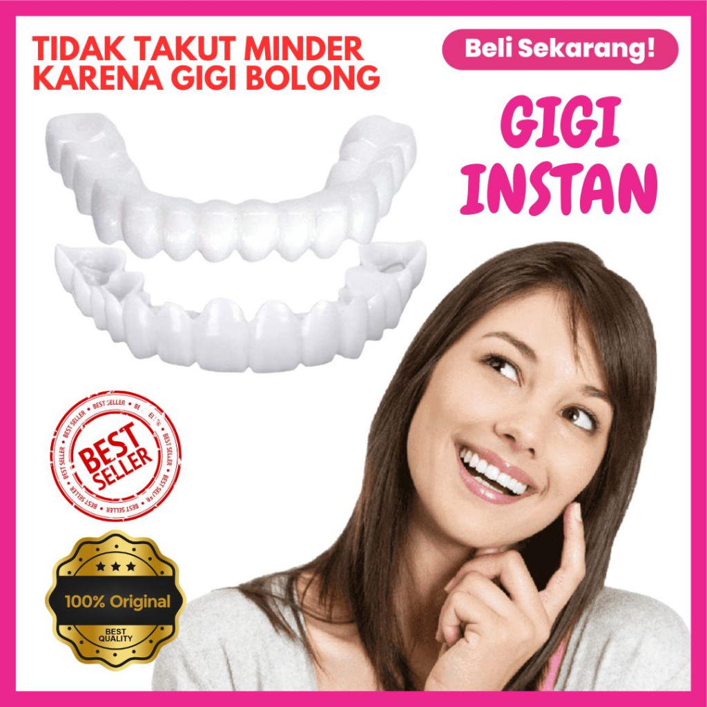 Gigi Palsu Terlaris Snap On Smile Venner White Perapi Gigi Atas &amp; Bawah