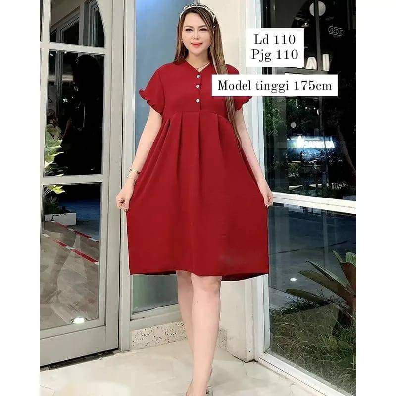 Hana dress crinkle aiflow daster trendy kancing depan busui