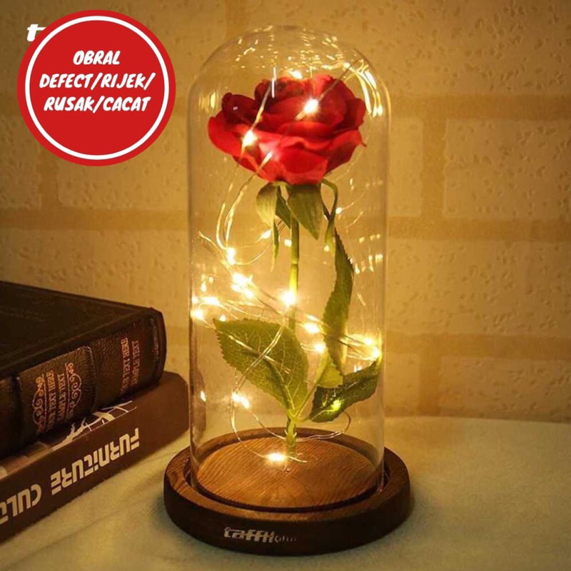 [OBRAL RIJEK] Lampu Meja Hias LED Mawar Beauty &amp; The Beast Warm White - AC01