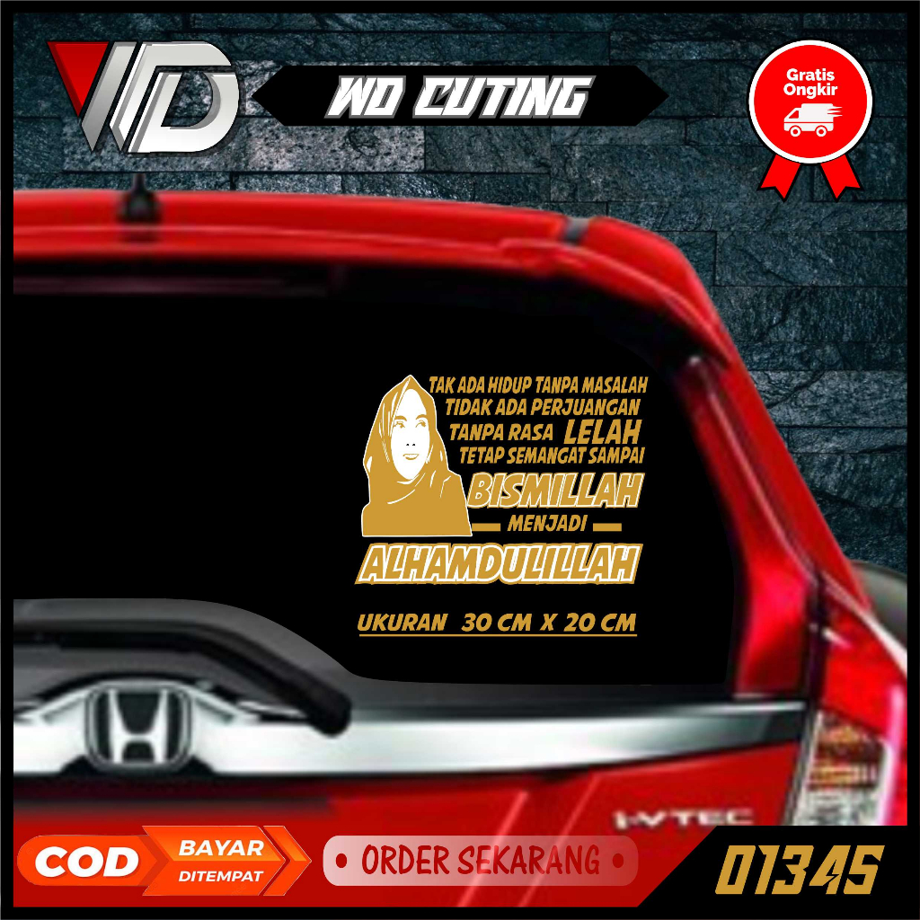 01345 Stiker cuting kata-kata stiker kaca samping/belakang mobil
