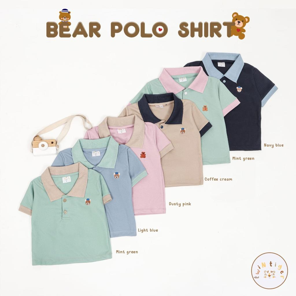 Twin Tiger Polo Bear Shirt 1-5 Tahun Atasan Kaos Polo Anak Unisex