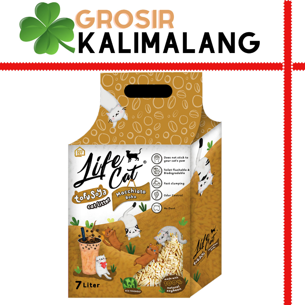 Pasir Kucing Tofu Soya LIFE CAT 7L Macchiato Booba (Grab/Gosend)