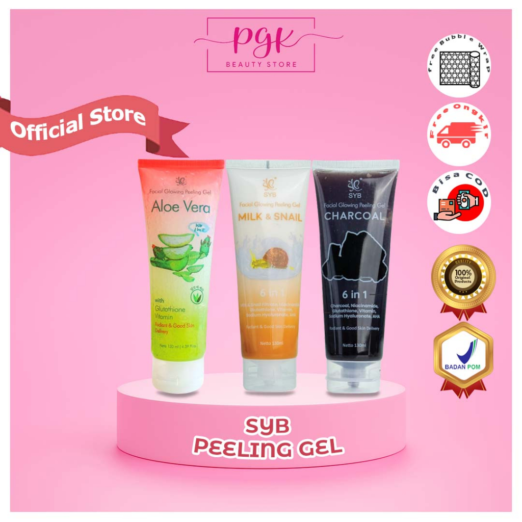 SYB PEELING GEL ALOE VERA CHARCOAL MILK N SNAIL | FACIAL GLOWING GLOW PEELING GEL | SYB SBY EXFO | G