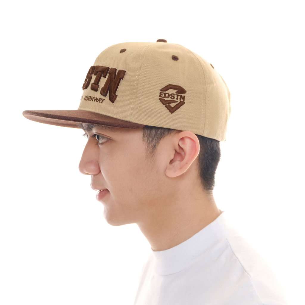 Eddostyn Topi Snapback Original Distro Krem Coklat