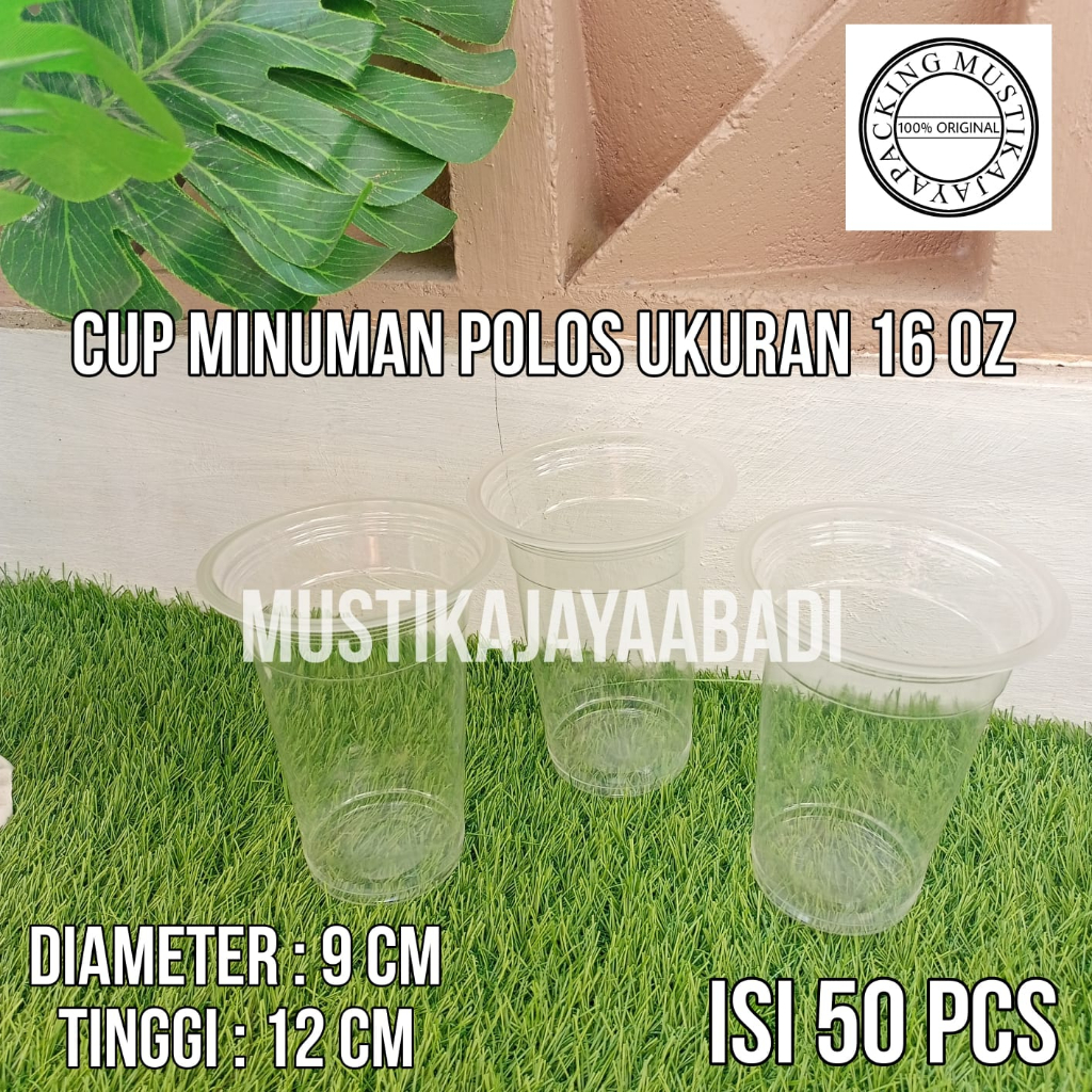 GELAS PLASTIK BENING CUP MINUMAN UKURAN 16 oz SMILE ISI 50 pcs