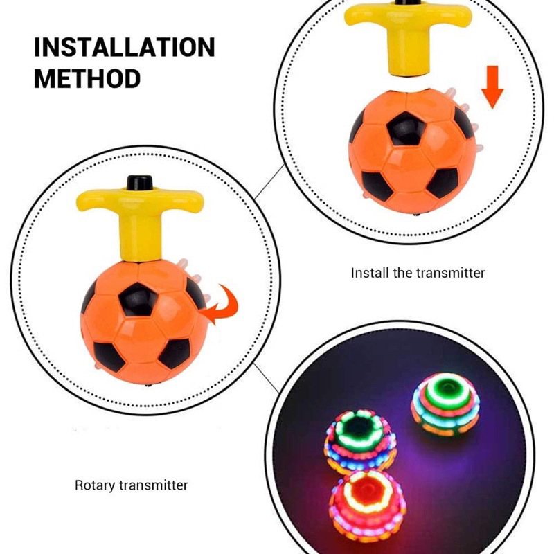 JC Mainan Gasing Football Spinning top Ada lampu dan Musik Murah / MAINAN GANGSING BOLA LED