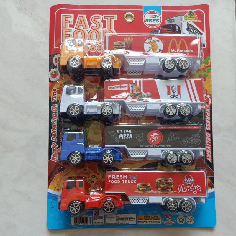 OCT6395 Mainan Mobil Fast Food set isi 4 PC kemasan set press mika