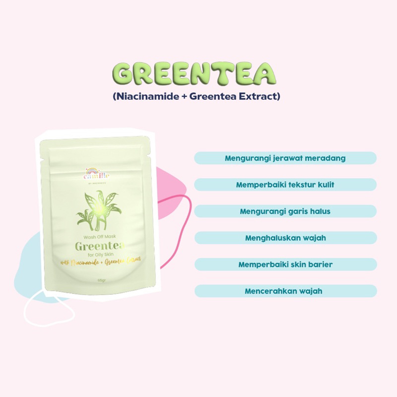 BPOM Masker Wajah Bubuk Camille 25 &amp; 65 Gram Wash Off Mask Masker Powder Masker Wajah Organik