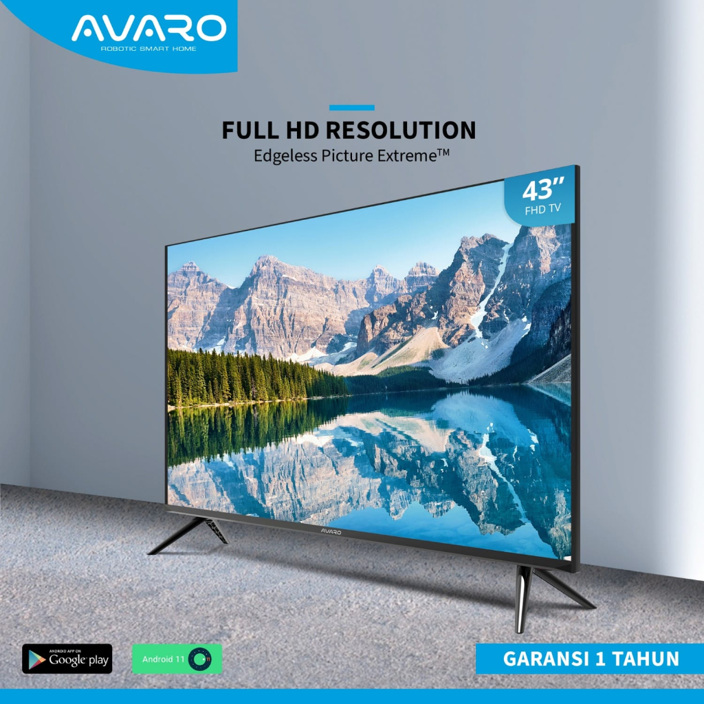 Avaro smart TV 43&quot; FHD android 11 garansi resemi